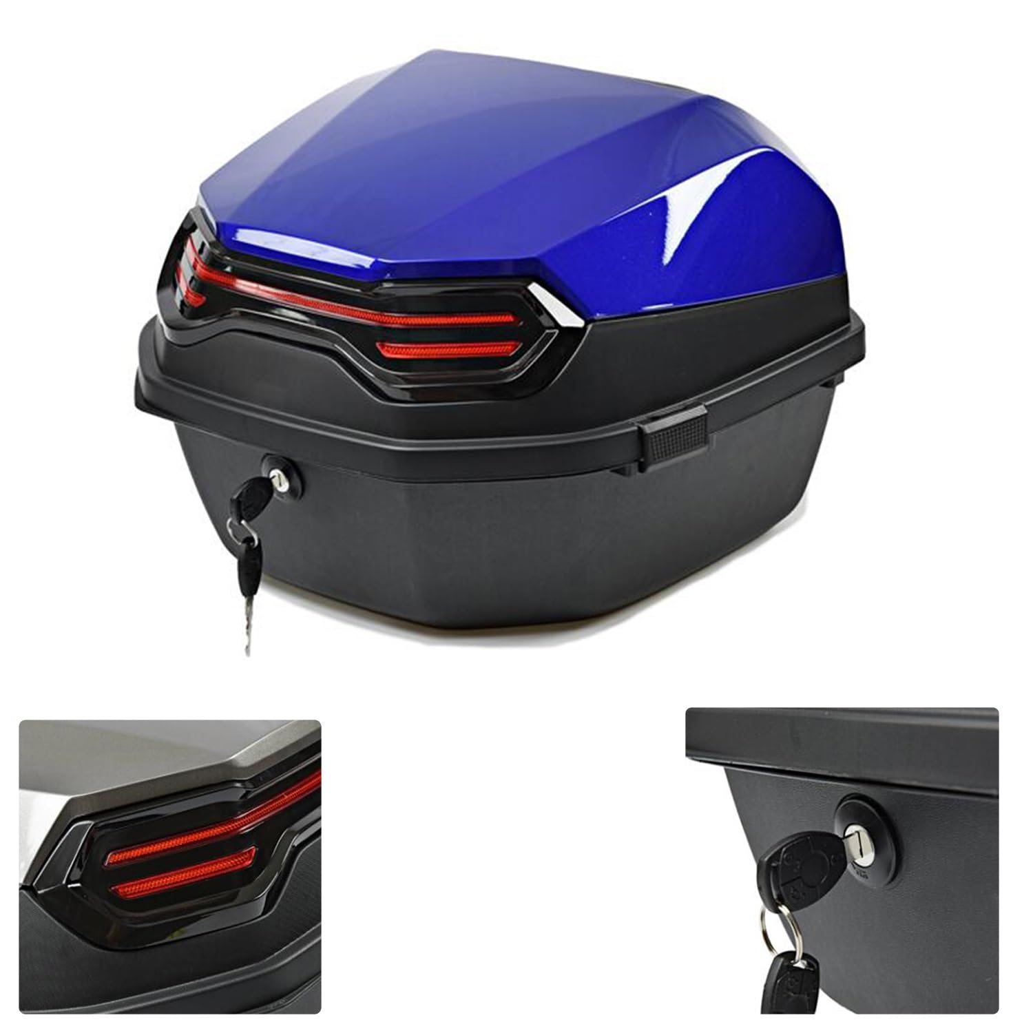 UYTOIZ Motorradkoffer Topcase, Topcase Für Roller, Wasserdicht Motorrad Heckbox-mit Installieren Platte & Rückenkissen, Für Lager Helm Großes Gepäck (Farbe : Blau, Größe : 41x40x30cm) von UYTOIZ