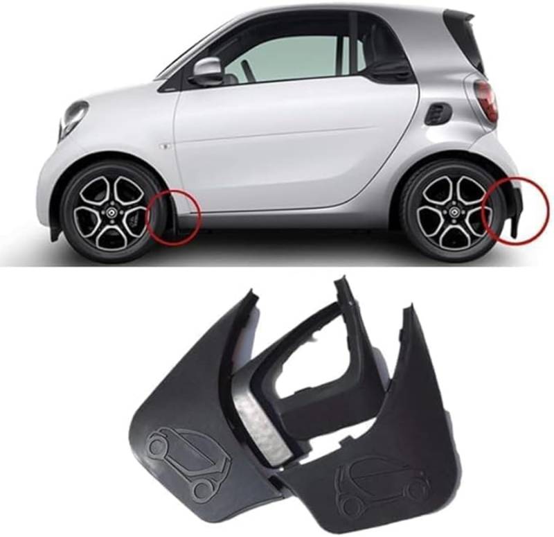 Auto Schmutzfänger für Smart 451 Fortwo 453 Fortwo 2009-2020 Forfour 2015-2020, 4 Stück Car Vorne Hinten Kotflügel Spritzschutz Zubehör von UZAM