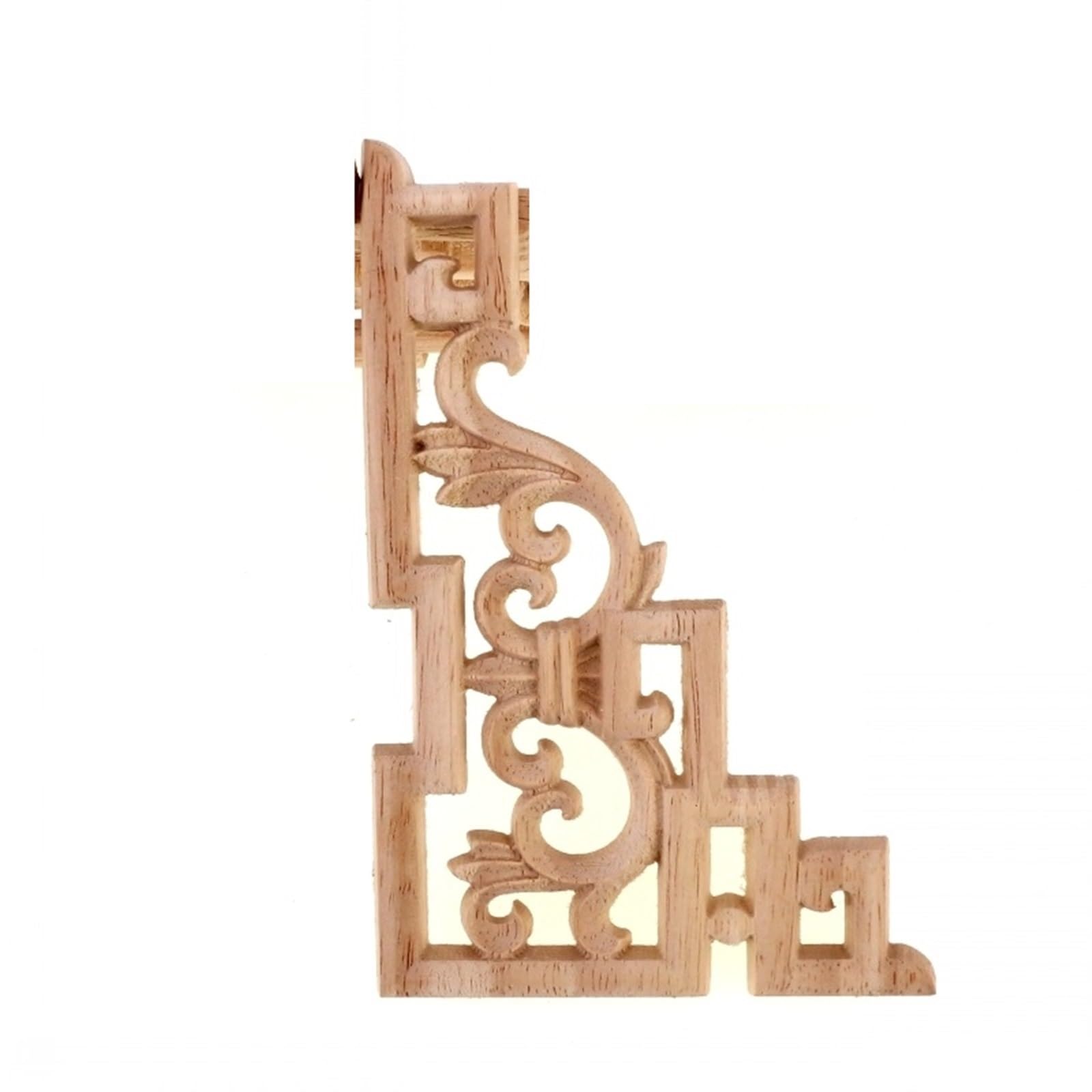 Holzschnitzerei Ecke Abziehbild, Vintage Holz geschnitzt Ecke Onlay Applique unbemalt Möbel Schrank dekorative Figuren aus Holz(Orange) von UZAMIRLEX