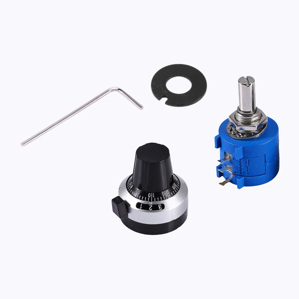 Uadme Drahtpotentiometer 10K Ohm, 10K Potentiometer, 10K Ohm 3590S-2-103L Einstellbares Drahtwicklung Präzisionspotentiometer mit 10 Gang Zählknopf, für Industrielle Steuerungssystem von Uadme