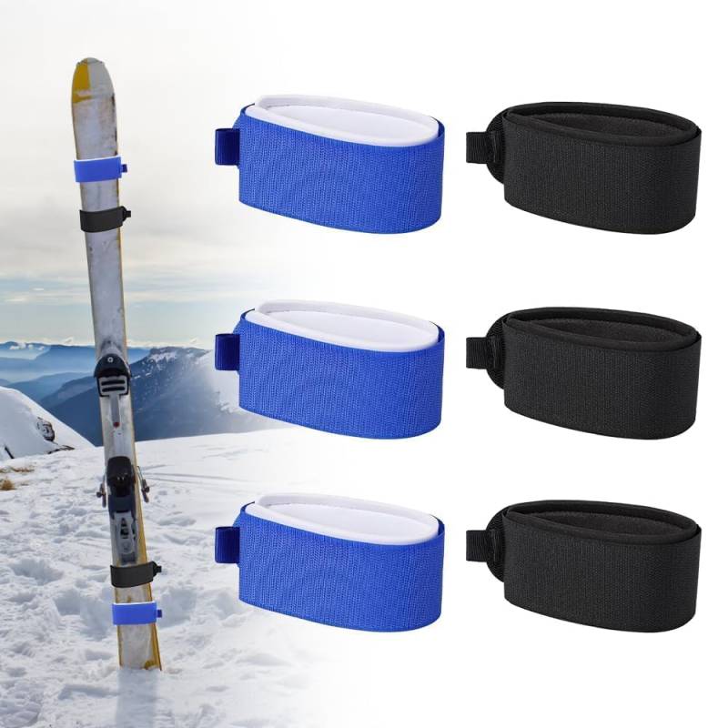 Udbrud 6 Stück Verstellbare Skigurte, Ski Befestigungsbänder Ski-Klettband Skibänder Klett Ski Strap Skibinder Skiwickel Skiwickelgurte Skateboard für Skibretter von Udbrud