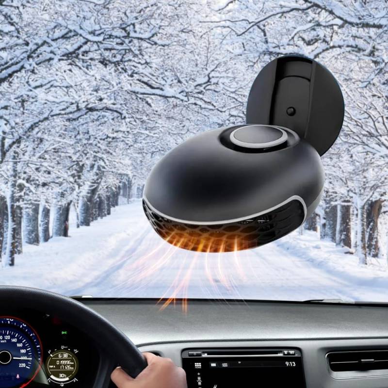 Udbrud Autoheizung 12V 120W, Auto Heizlüfter mit 360°drehbarer Basis Tragbare Anti-Beschlag Windschutzscheibe Defroster mit Zigarettenanzünder 2 In 1 Heizung und Kühlung Car Defroster von Udbrud