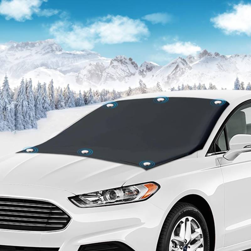 Udbrud Frontscheibenabdeckung, Windschutzscheiben Auto Winter Frontscheibe mit 6 Magnet, Faltbare Autoabdeckung Scheibenabdeckung Schnee EIS Frost Staub Wasserbeständig UV für Auto SUVs, 210 x 120cm von Udbrud