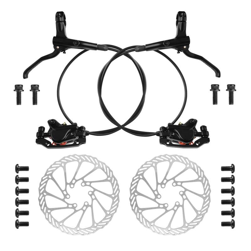 Uennm Fahrrad Hydraulische Scheibenbremsen Set, Fahrrad Scheibenbremse Set Vorne Und Hinten, Fahrrad-Scheibenbrems-Kit, mit 160mm Scheibenbremse Scheiben für Mountainbike Rennrad Reiten Fahrrad von Uennm