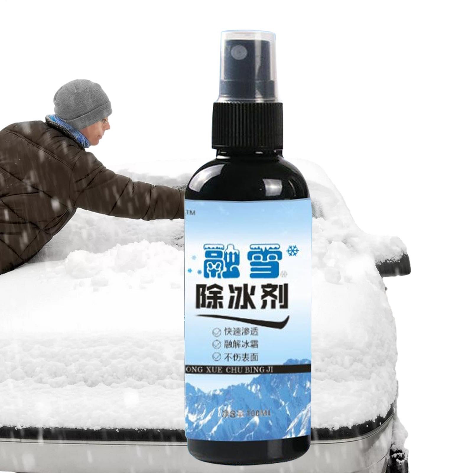 Uhngw Auto-Abtau-Spray, 100 ml, schmilzt leicht , Frost und Schnee, schnell schmelzend, Mehrzweck-Spray für Windschutzscheiben, Spiegel von Uhngw