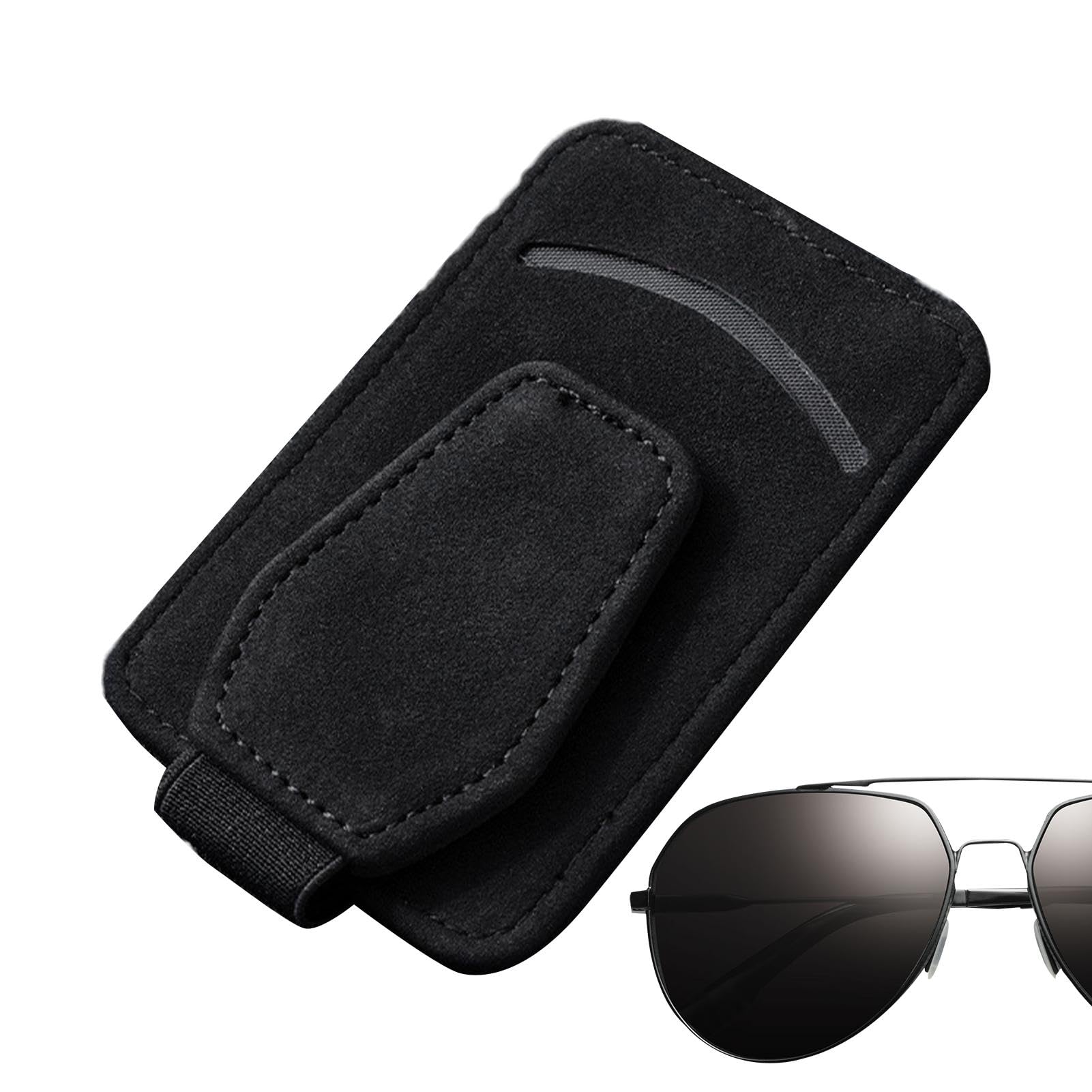 Uhngw Visier-Sonnenbrillenhalter-Clip, Visier-Sonnenbrillenhalter - Auto-Sonnenbrillenhalter,Multifunktionales, strapazierfähiges PU-Leder, Brillenaufhänger, Auto-Innenzubehör für Auto-Sonnenblende von Uhngw