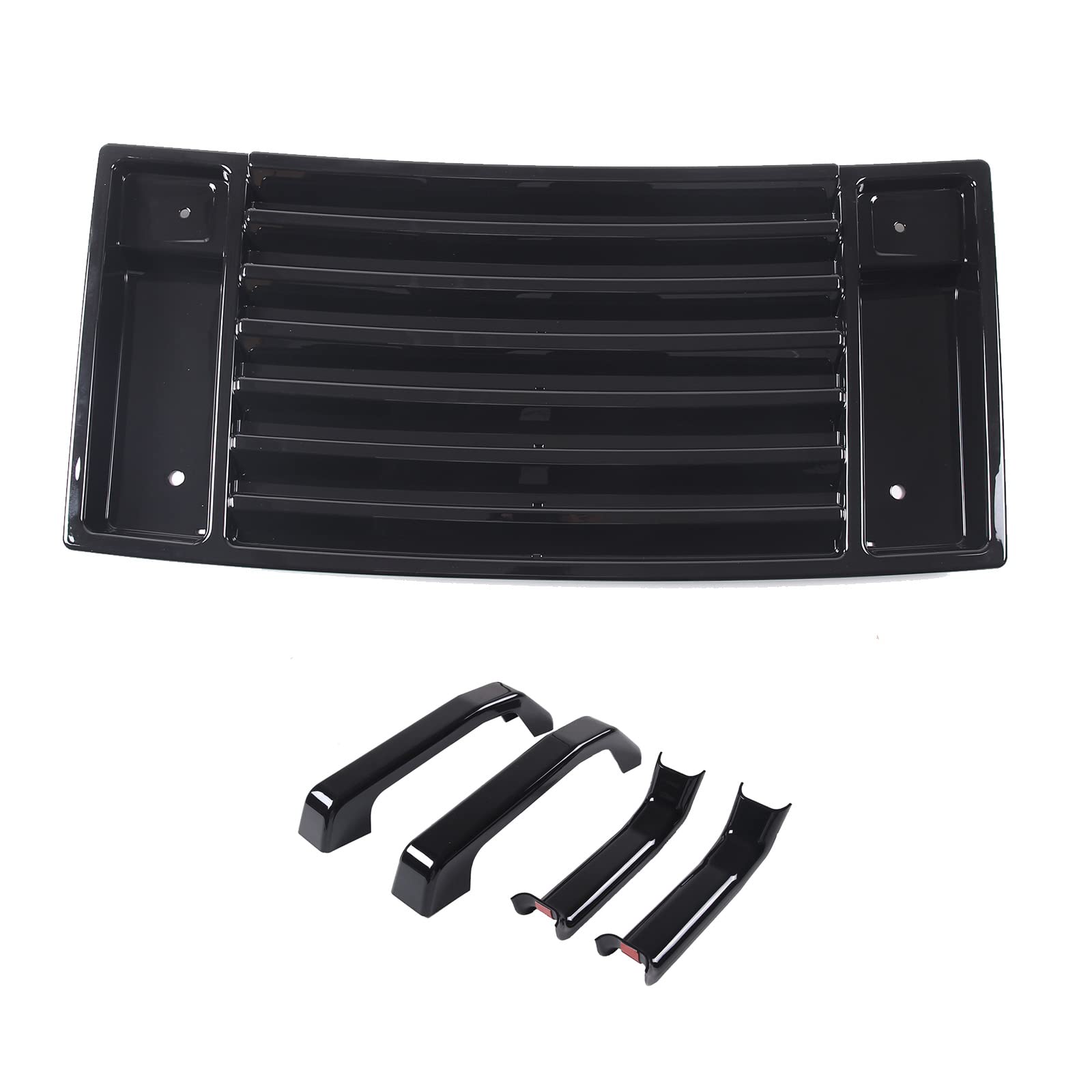 Haube Deck Vent Panel Griff Abdeckung Trim für Hummer H2 2003-2009, Haube Lüftungsgitter + Haubengriffe, Haube Lamelle Haube Vent Deck Trim ABS (Glänzend Schwarz) von Uieohout