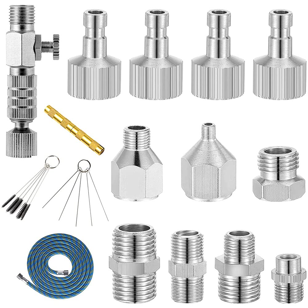 Uinfhyknd 16-teiliges Airograph-Adapter-Set, Airograph-Adapter, Entlüftungsverbinder, Reinigungswerkzeug für Airographen-Pulver für Kompressor von Uinfhyknd