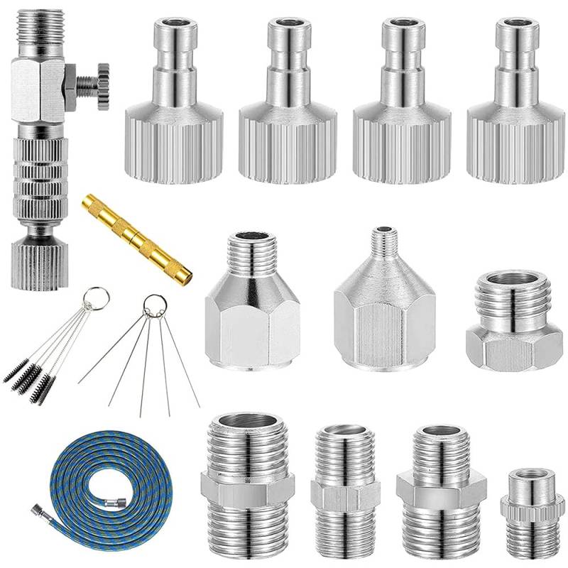 Uinfhyknd 16-teiliges Airograph-Adapter-Set, Airograph-Adapter, Entlüftungsverbinder, Reinigungswerkzeug für Airographen-Pulver für Kompressor von Uinfhyknd