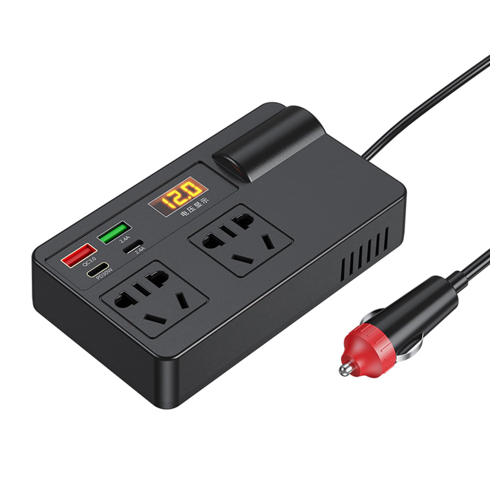 Ukbzxcmws Auto Stecker Adapter Steckdose Mit PD30W Typ C Und USB A Anschluss 120 W Auto Wechselrichter DC12V-24V Auf V Auto Reiseadapter von Ukbzxcmws