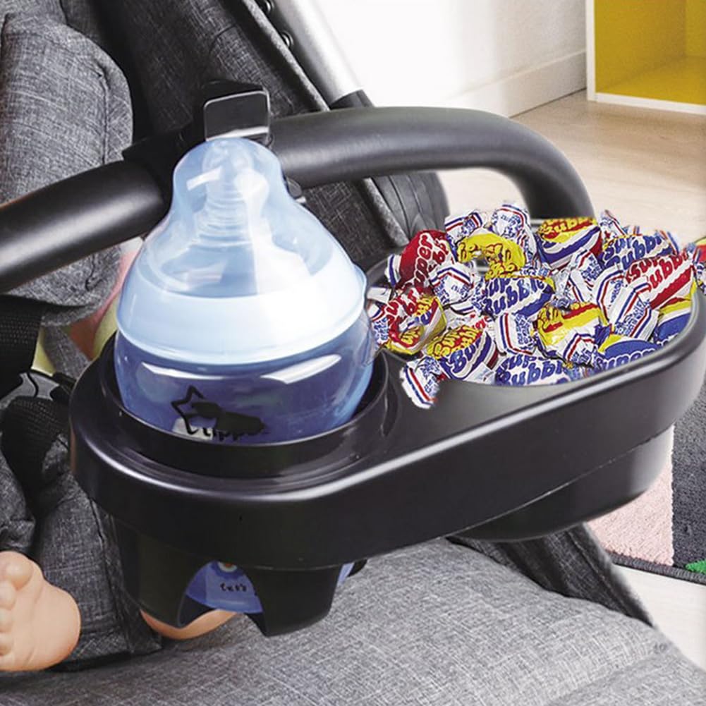 Universelles Kinderwagentablett, 360 Grad drehbarer 3-in-1 Abnehmbarer Getränkehalter, Universelle Snackschale für Kinderwagen, Snacktablett für Kinderwagen, Mit Snack Tablett Kinderwagen von Umikk