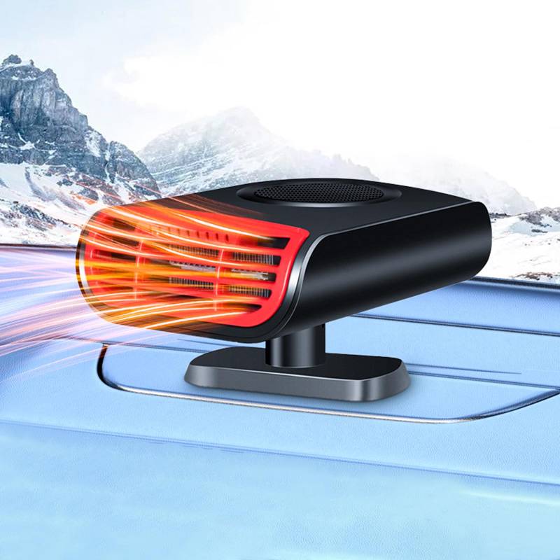 Umllpet Tragbare Autoheizung, 12V Autoheizung, 12 Volt Akku Standheizung, Anti-Beschlag Windschutzscheibe Defroster, 360° Drehbar, Mini-Auto-Heizung Fan für Auto Windschutzscheibe Demister(Schwarz) von Umllpet