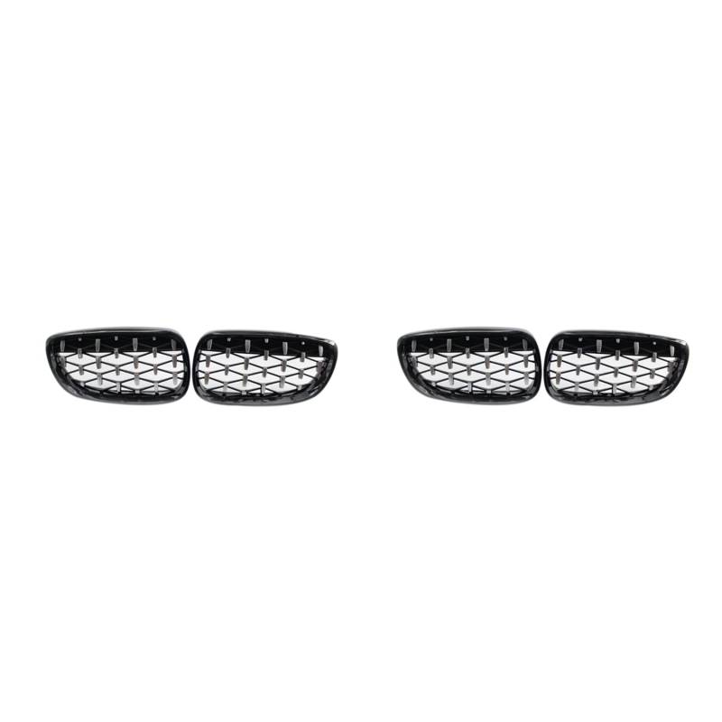 Umsoxhy 4X Front Nieren Grill, Front Haube Diamant Grill Meteor Grill Für 3 Serie E92 E93 Coupé 2006-2010 Glanz Schwarz + Chrom von Umsoxhy