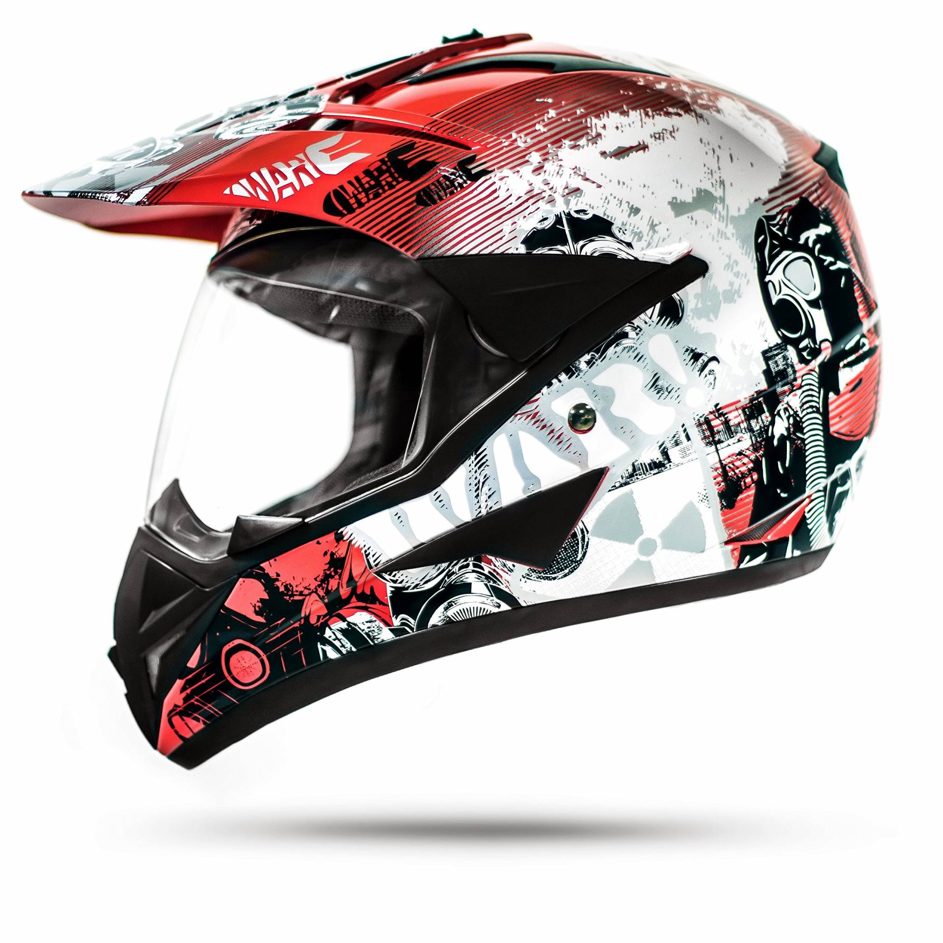 ATO-Moto 804 GS War Rot Crosshelm mit Visier für Quad ATV Enduro Motorradhelm ECE 2205 Größe (XL 61cm) von ATO Moto