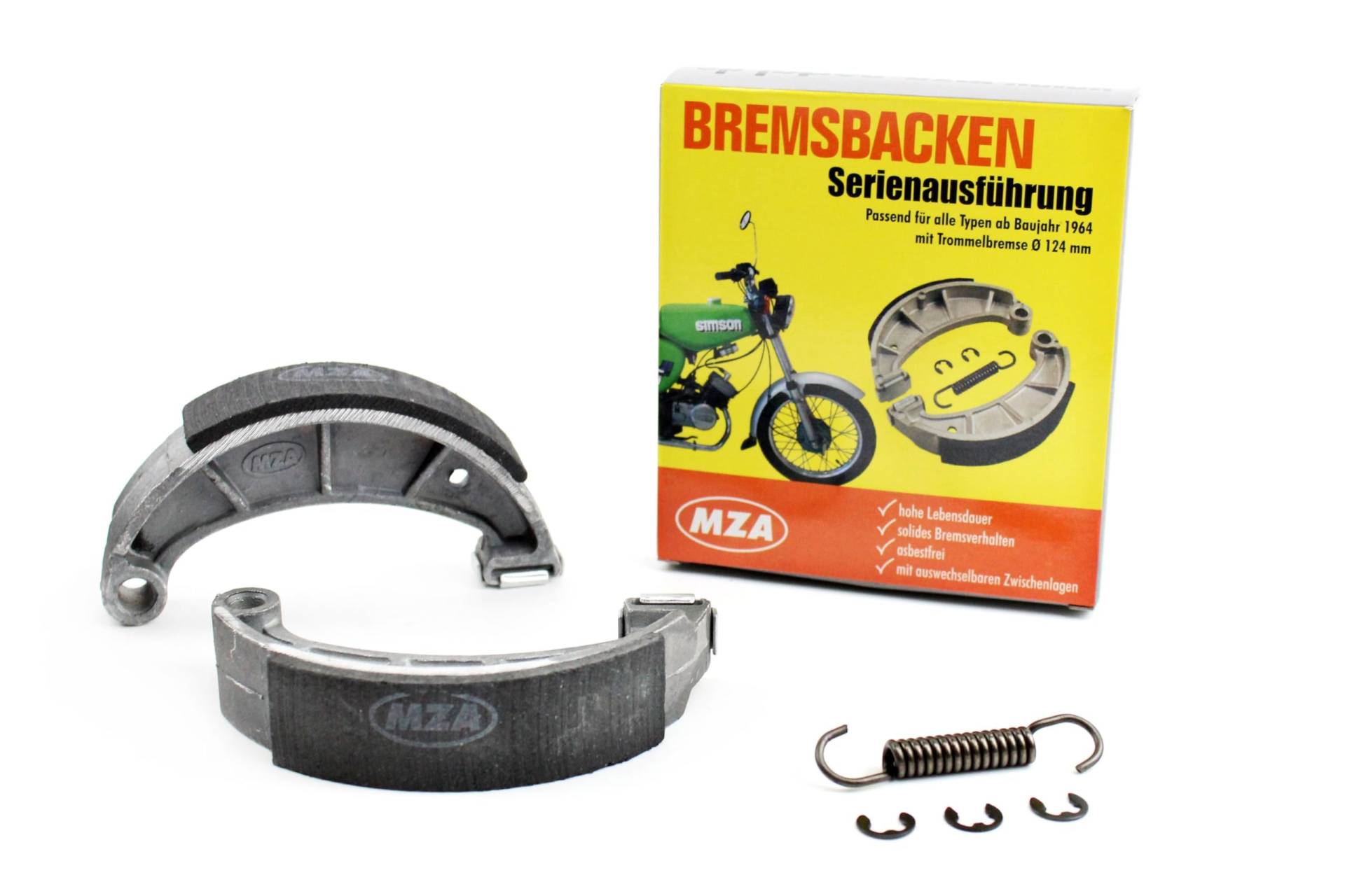 Bremsbacken SET - mit auswechselbarer Zwischenlage - Simson ø 124 mm von Unbekannt