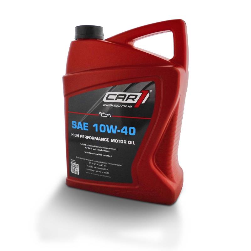 Unbekannt CAR1 Motoröl 10W-40 Leichtlauf High Performance Motor Motoren Öl Benzin Diesel Ottomotor Benzinmotor Dieselmotor Engine Oil 5L von Unbekannt