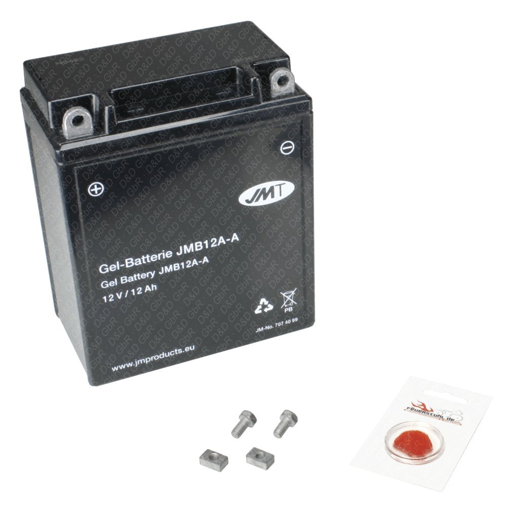 Gel-Batterie für Honda CB 400 N Euro, 1978-1985 (CB400N), wartungsfrei, inkl. Pfand €7,50 von JMT