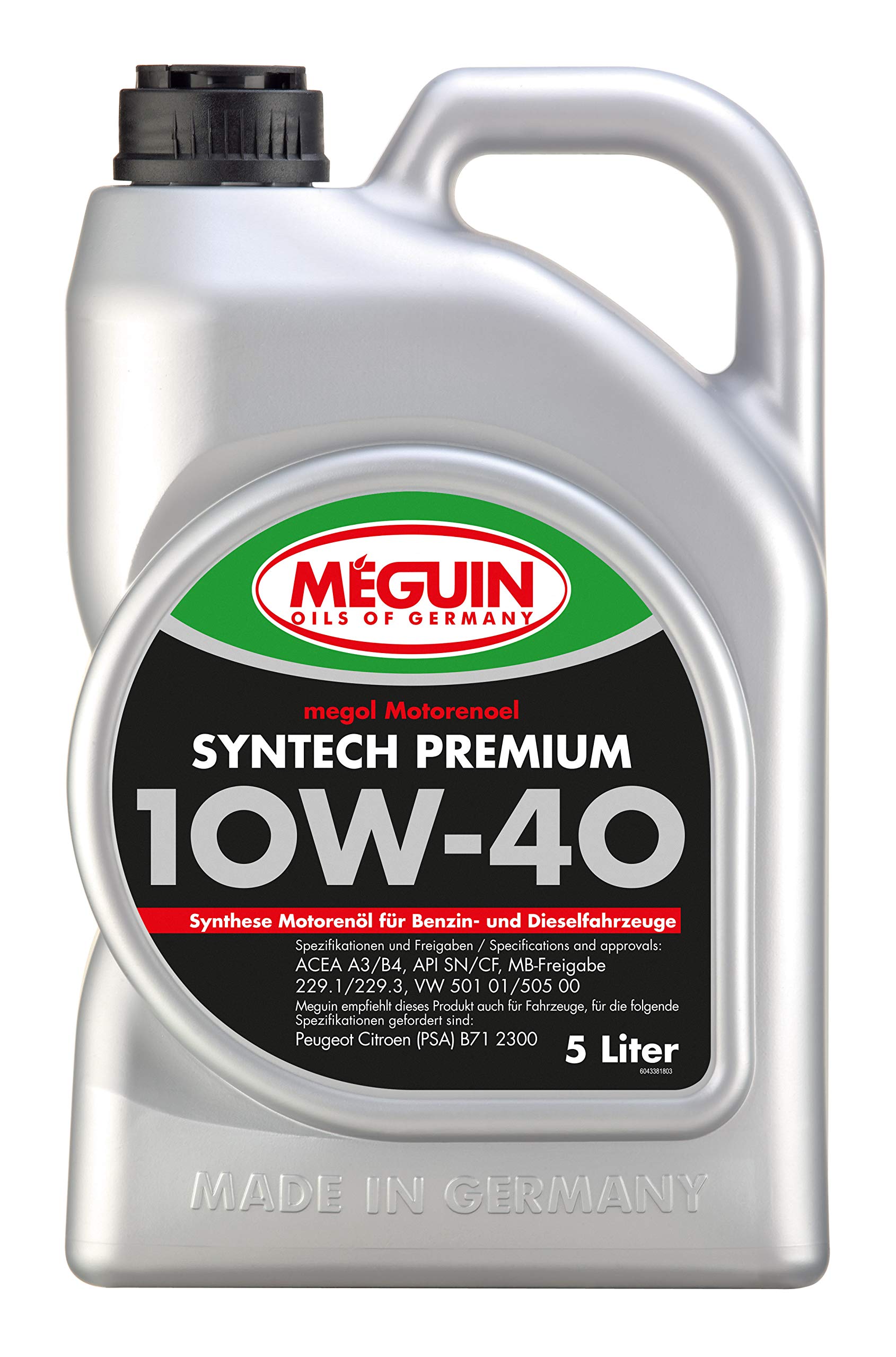 Meguin Megol Syntech Premium SAE 10W-40 | 5 L | mineralisches Motoröl | Art.-Nr.: 4338, farblos von Meguin