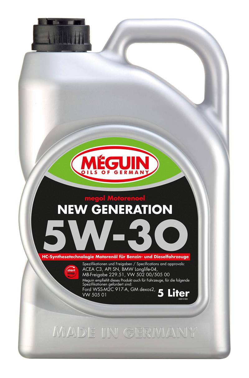 Meguin Megol New Generation SAE 5W-30 | 5 L | Synthesetechnologie Motoröl | Art.-Nr.: 6513, farblos von Meguin