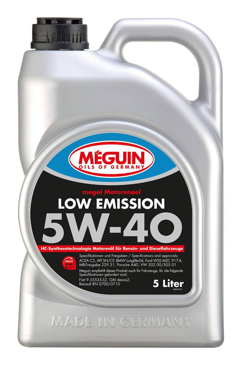 Meguin Megol Low Emission SAE 5W-40 | 5 L | Synthesetechnologie Motoröl | Art.-Nr.: 6574, farblos von Meguin