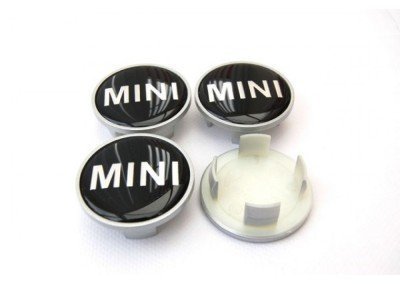 MINI Cooper Radnabe Center Radabdeckung Set 55 mm 4PC, Schwarz, ABS, Acrylnitril-Butadien-Styrol + Polycarbonat, Anschraubbar, 5 mm Tiefe, BMW Mini Cooper Center Caps 4 PCS von MINI Cooper