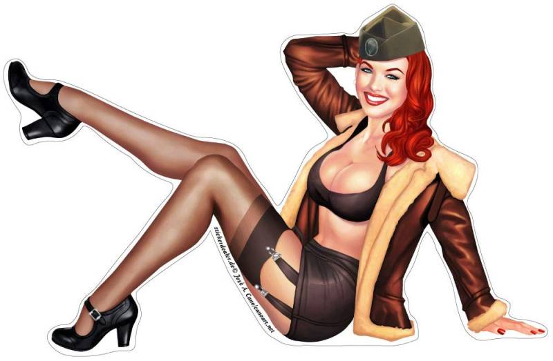 Unbekannt Pinup Aufkleber Army Girl Sticker Nose Art Sexy Girls ca. 15x10 cm Vintage Retro Army Flugzeug Pinups Autoaufkleber von Unbekannt