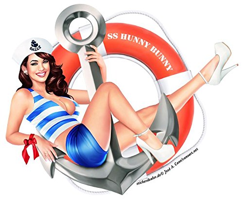 Pinup Aufkleber Sailor Girl Sticker Retro Vintage Noise Art Style ca. 12x10 cm Flugzeug Army Marine Autoaufkleber von sticker-dealer