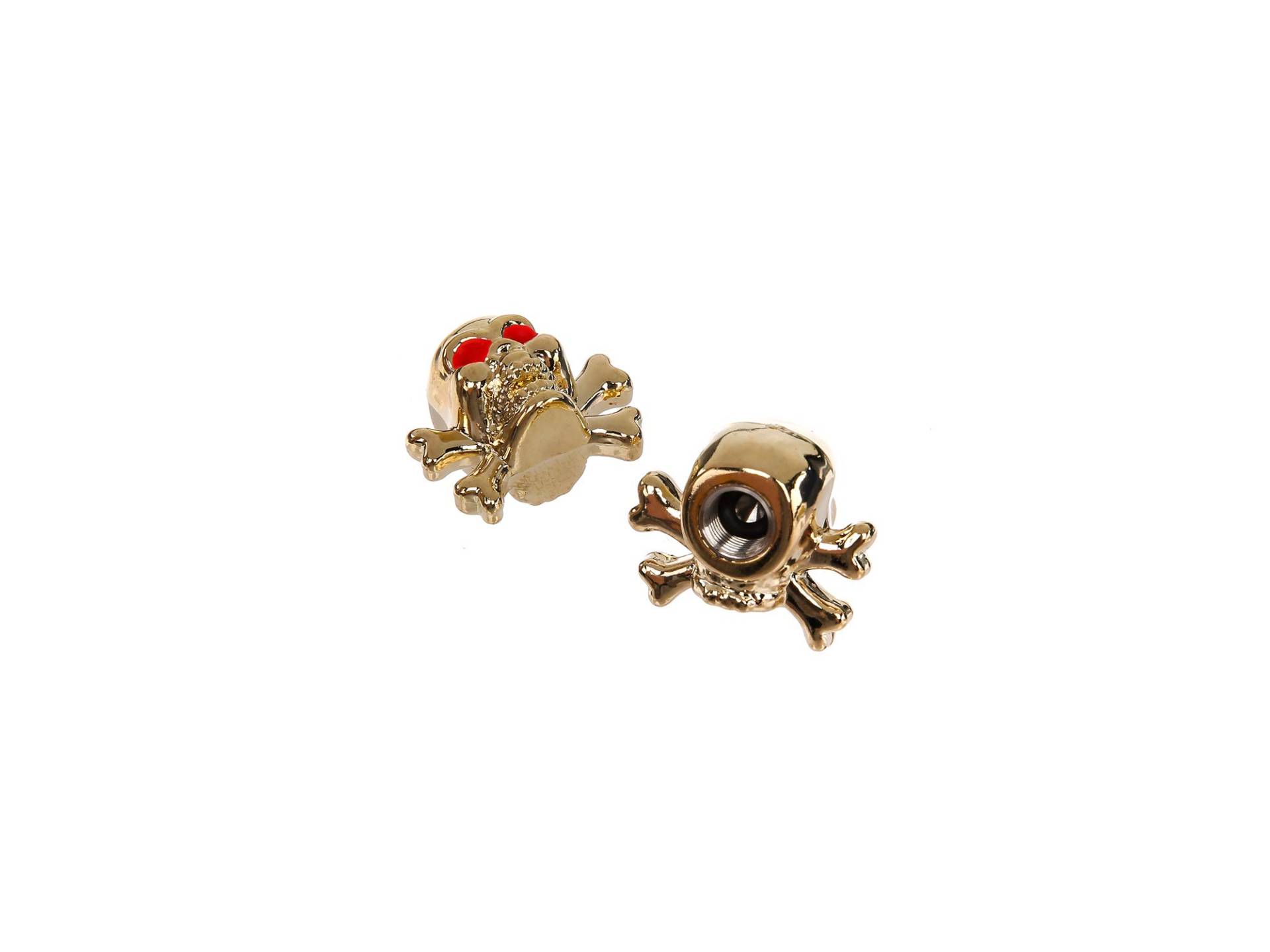 Replika Set: 2x Ventilkappe Totenkopf mit Knochen, Gold von Replika