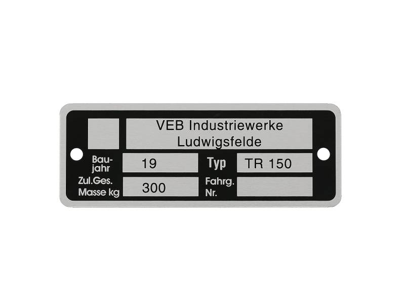 Replika Typenschild (Aluminium) - für IWL TR150 Troll von Unbekannt