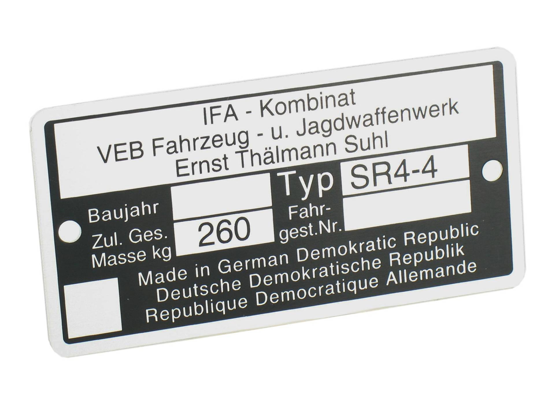 Typenschild SR4/4 Aluminiumplakette von FEZ