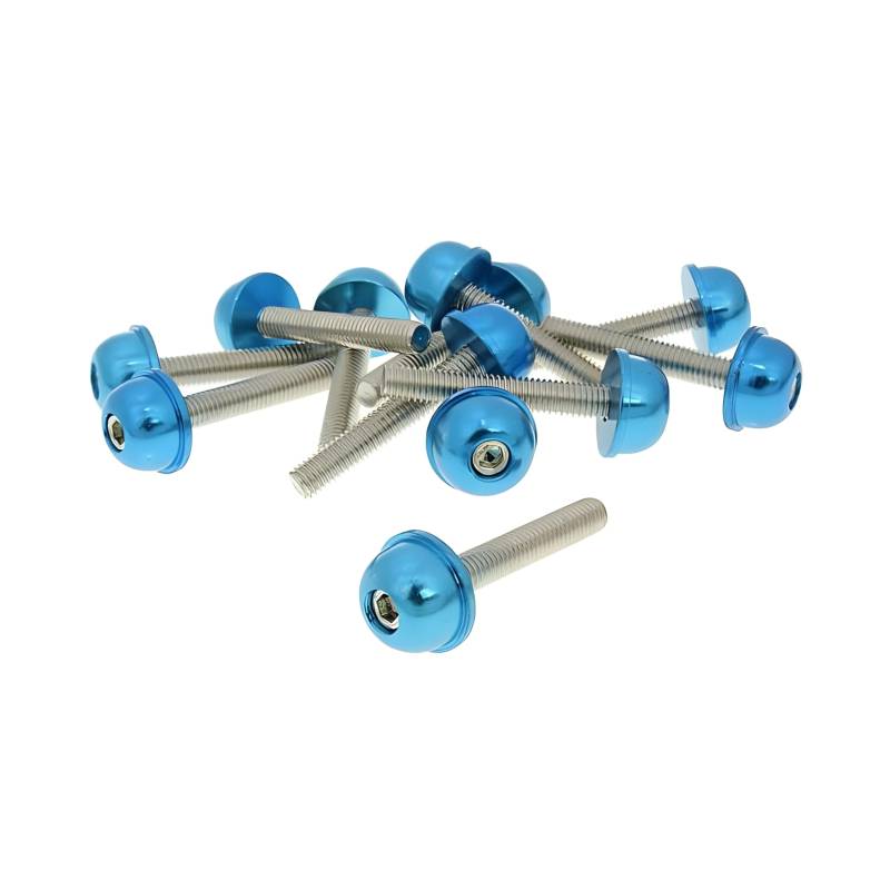 Schraubensatz 12 Stück Alu-Kappe blau - M5x30 von Global Parts