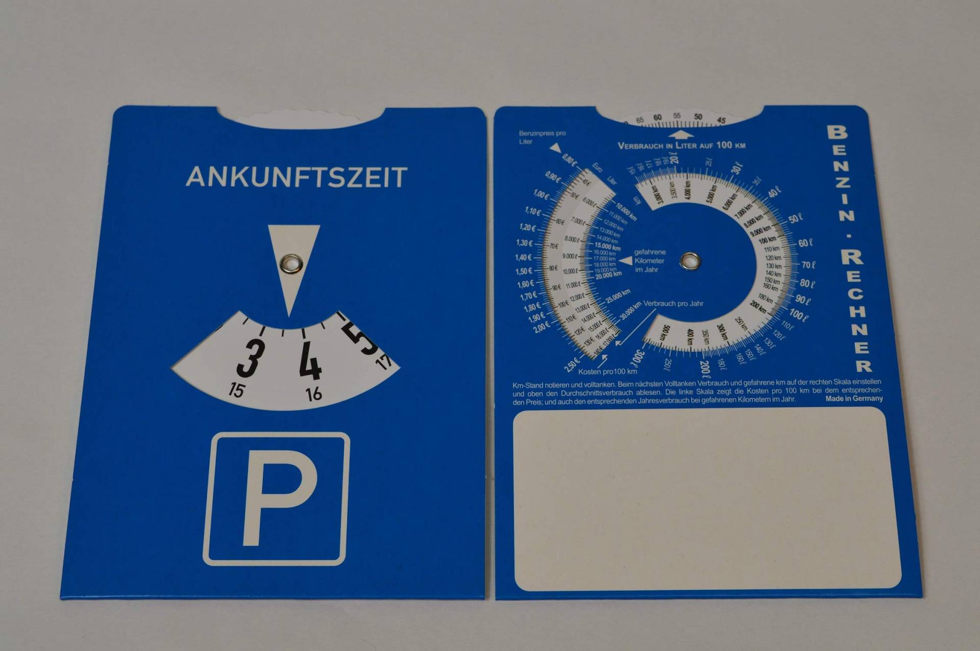 Unbekannt 20 X Parkscheiben mit Benzinrechner aus Pappe für KFZ Parkscheibe Parken mit Werbefeld für Stempeleindruck usw. Wurfware von Unbekannt