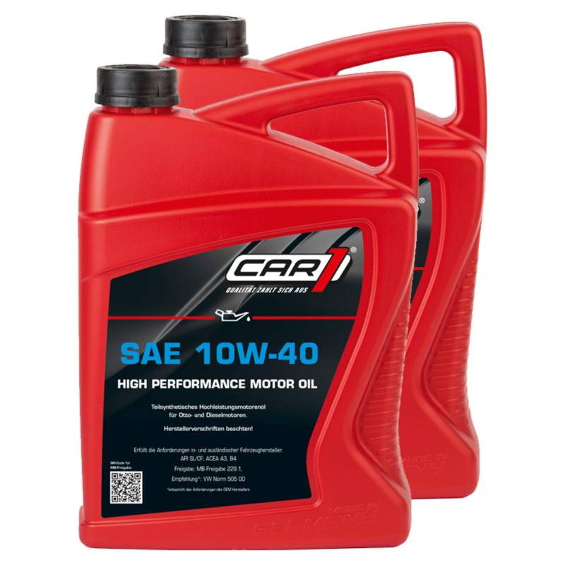 Unbekannt 2X Car1 Motoröl 10W-40 Leichtlauf High Performance Motor Motoren Öl Benzin Diesel Ottomotor Benzinmotor Dieselmotor Engine Oil 5L von Unbekannt