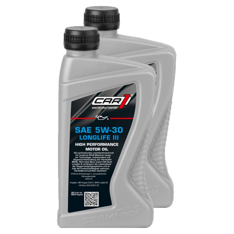 Unbekannt 2X Car1 Motoröl 5W-30 Longlife Leichtlauf High Performance Motor Motoren Öl Benzin Diesel Ottomotor Benzinmotor Dieselmotor Engine Oil 1L von Unbekannt