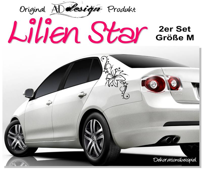 Unbekannt Design Autoaufkleber 2er Set Gr. M-2 (2X 55cm x 28cm) ***LILIEN Star*** Motivfarbe kann frei gewählt Werden! von Unbekannt