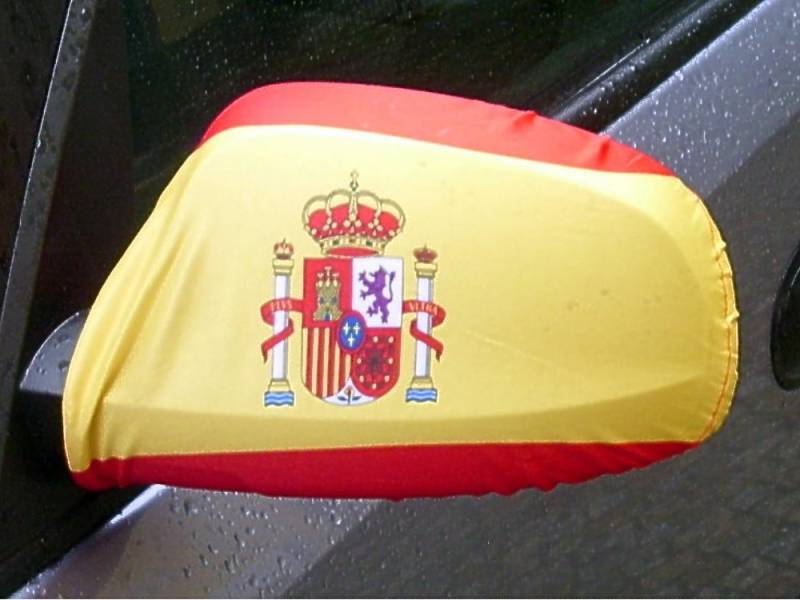 Spiegelflagge/Spiegelfahne SPANIEN mit Wappen 1 Paar, Auto/PKW Rückspiegel/Autospiegel Fahne/Flagge/Überzug/Socke Spiegelsocken von unbekannt