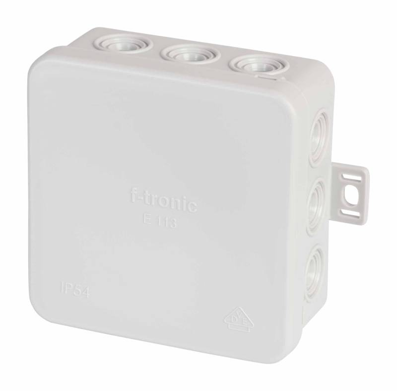 f-tronic Feuchtraum-Abzweigkasten E113, IP54, 85 x 85 x 40 mm, grau, Inhalt: 10 Stück von F-tronic