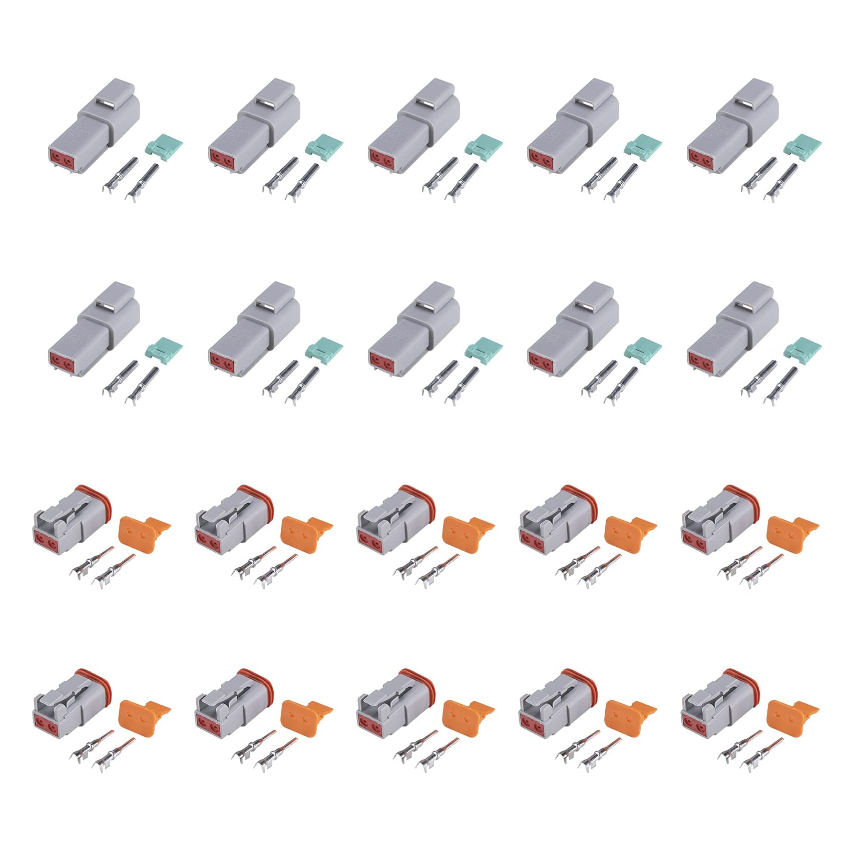 Unifizz 10er Set 2-polig DT04-2P DT06-2S Automotive Wasserdichter Stecker 13 Ampere Dauerstrom 14-18 AWG DT-Serie Stecker für LKW von Unifizz