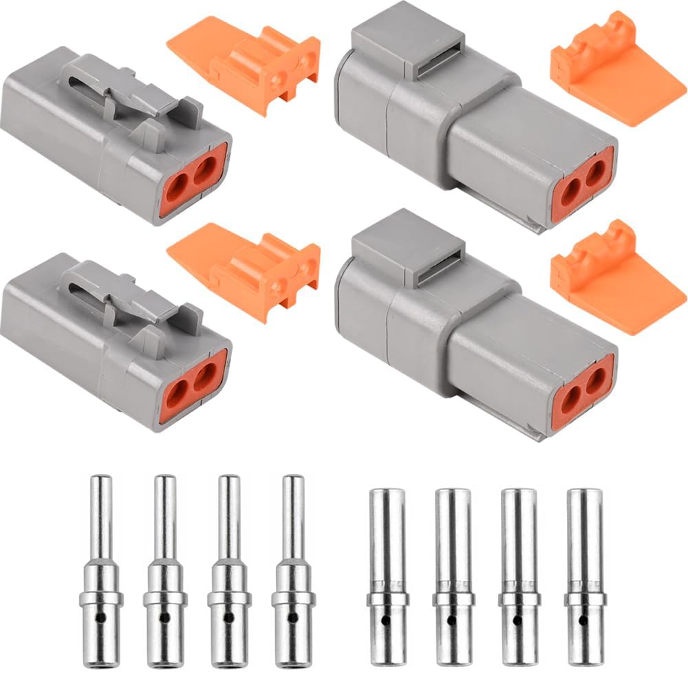 Unifizz 2 Sets ST6138 DTP Steckverbinder-Kit 2-polig, DTP 12 Gauge 14 Gauge wasserdichter Stecker mit Größe 12 Solid Contact, 12-14 AWG von Unifizz