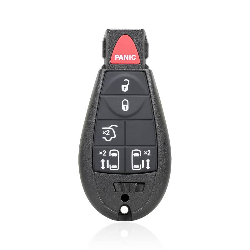 Unifizz Ersatz Keyless Entry Fernbedienung Auto Schlüsselanhänger 6 Tasten für Dodge Grand Caravan für Chrysler Town and Country mit Türschlüssel Chip 46 Schwarz M3N5WY783X 433Mhz von Unifizz