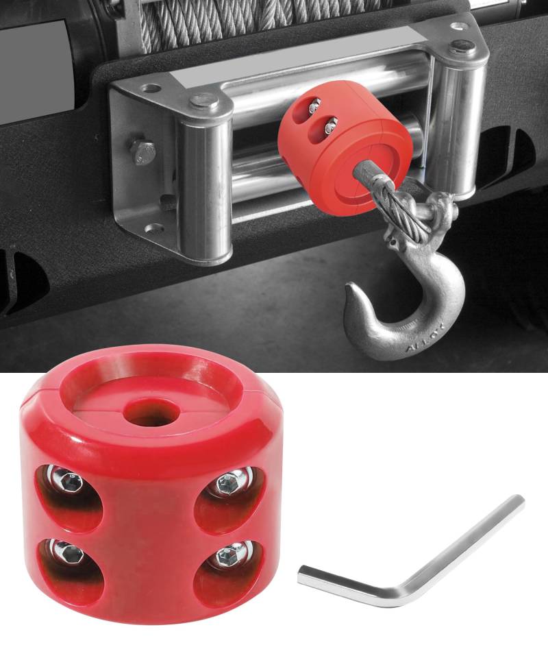 Unifizz Seilwinde Kabelschoner Hakenstopper Schnur Gummistopper mit Inbusschlüssel Winde Seil Bump Shock Saver Dämpfer Absorbierender Stopper Rot von Unifizz