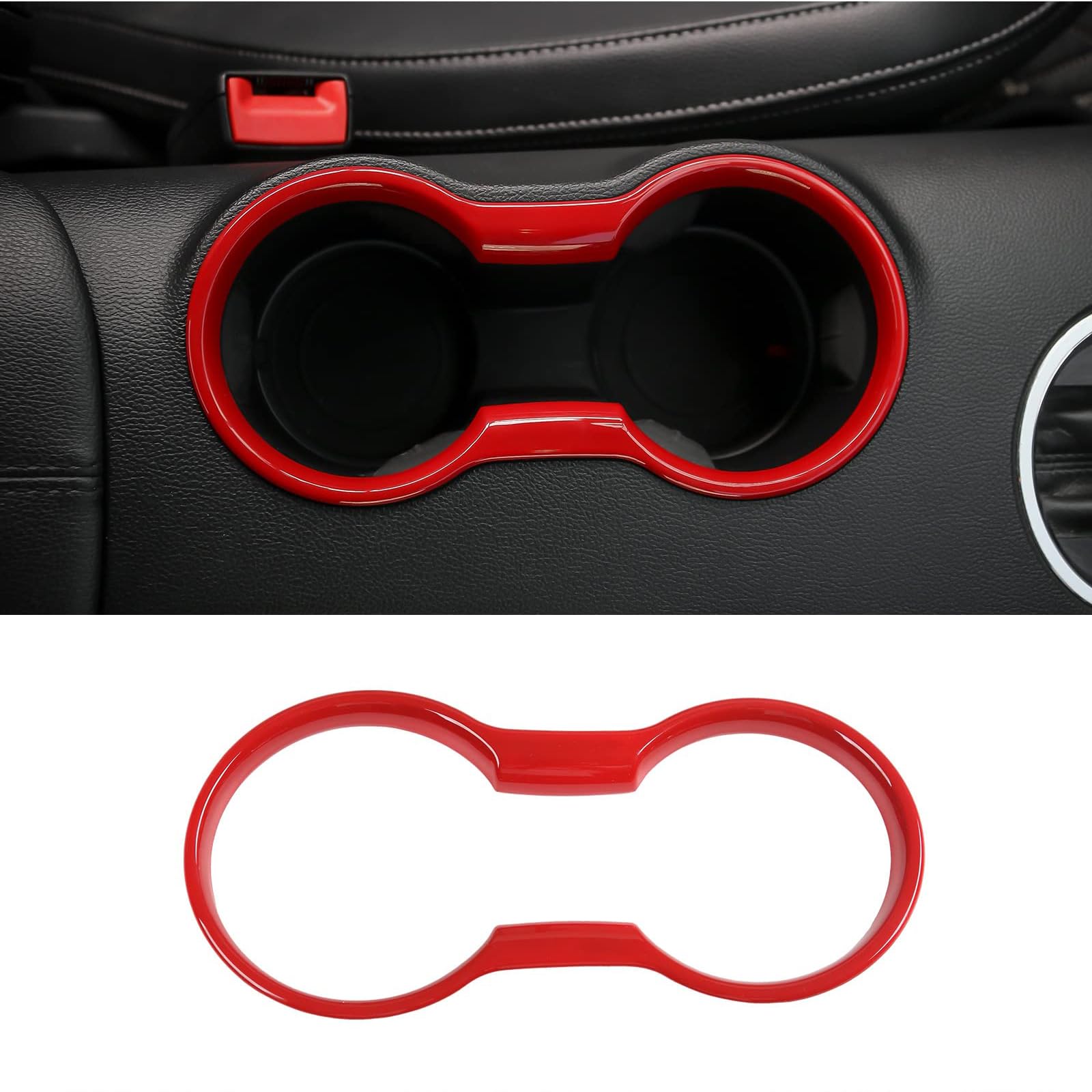 Unifizz Wasserbecherhalter Rahmenverkleidung für Ford Mustang 2015-2021 Rot Getränkehalter Trim Kompatibel mit Mustang Zubehör von Unifizz