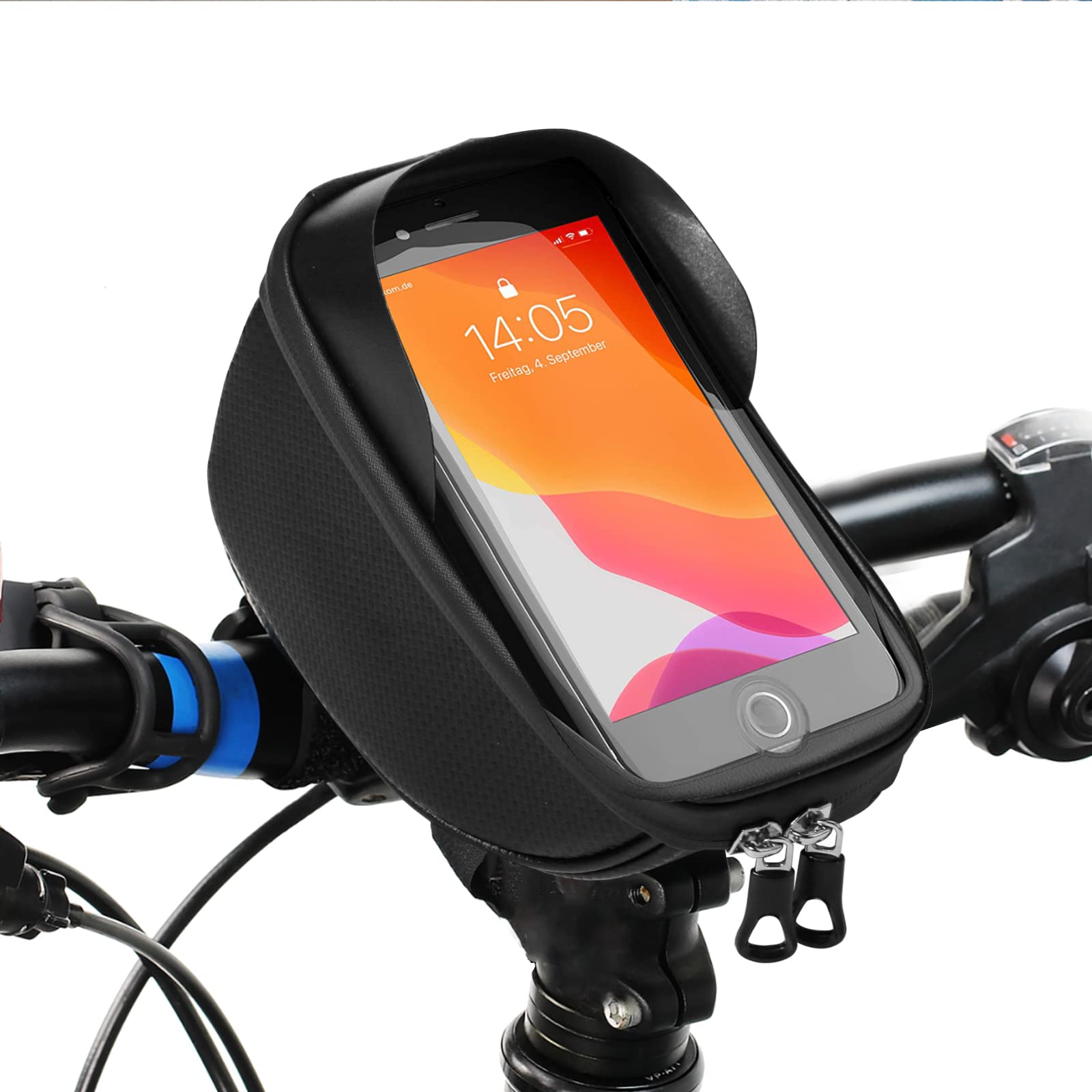 Unipampa Fahrrad Lenkertasche, Fahrradhalterung Lenkertasche Wasserdicht, Handyhalterung, Fahrrad Rahmentasche, Fahrradtasche TPU-Touchscreen mit Regenschutz für Handy unter 6,7'' für Montainbikes von Unipampa