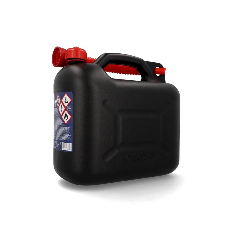 Cartrend Benzinkanister Kunststoff Kanister mit Ausgießer und UN-Zulassung, für alle Kraftstoffarten, 10 Liter, Schwarz von cartrend