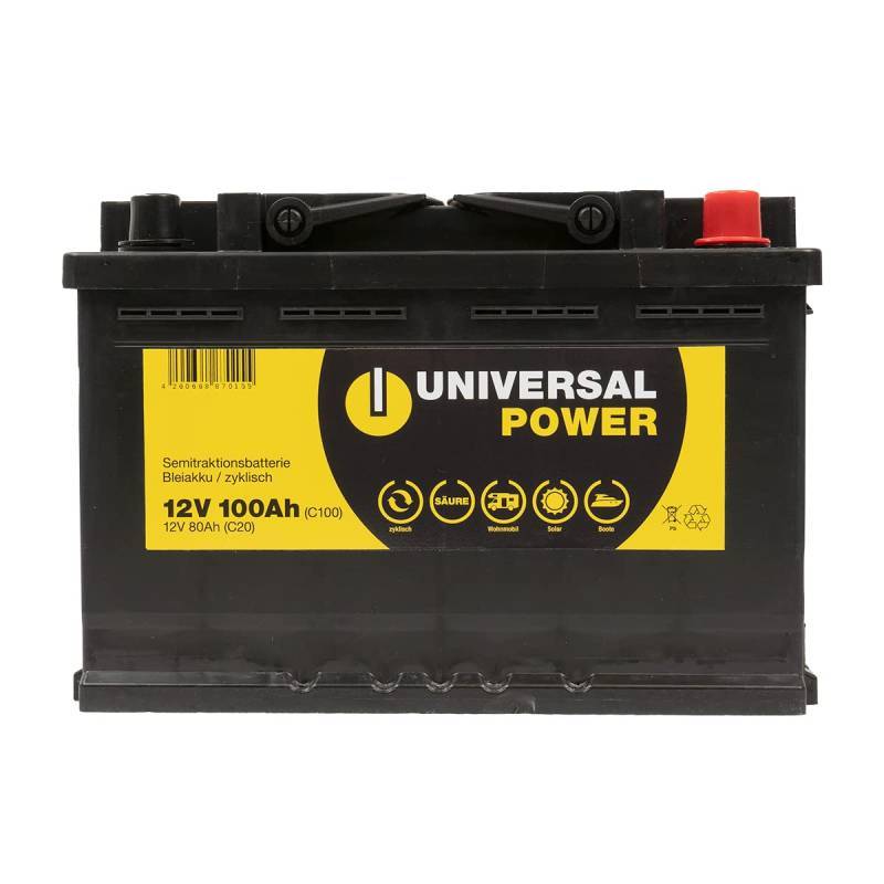 Caravan 12V 100Ah Solarbatterie Wohnmobilbatterie Versorgungsbatterie 12V Akku Solar Akku 12V Wohnwagen Batterie Universal Power von Universal Power