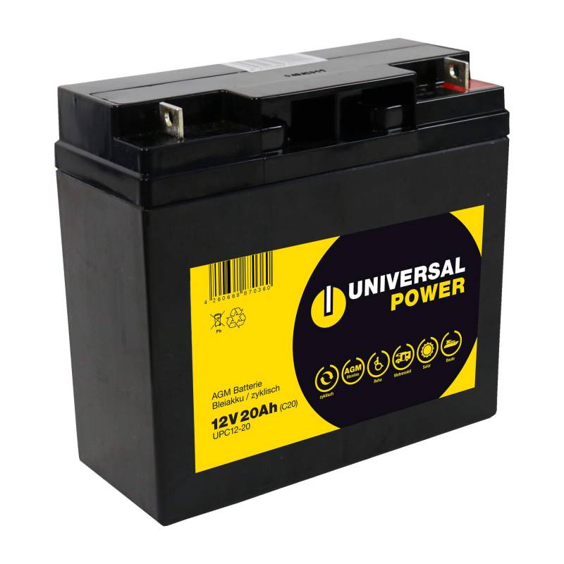 Universal Power AGM 12V 20Ah Batterie für Reha-Technik Boote Wohnmobile von Universal Power