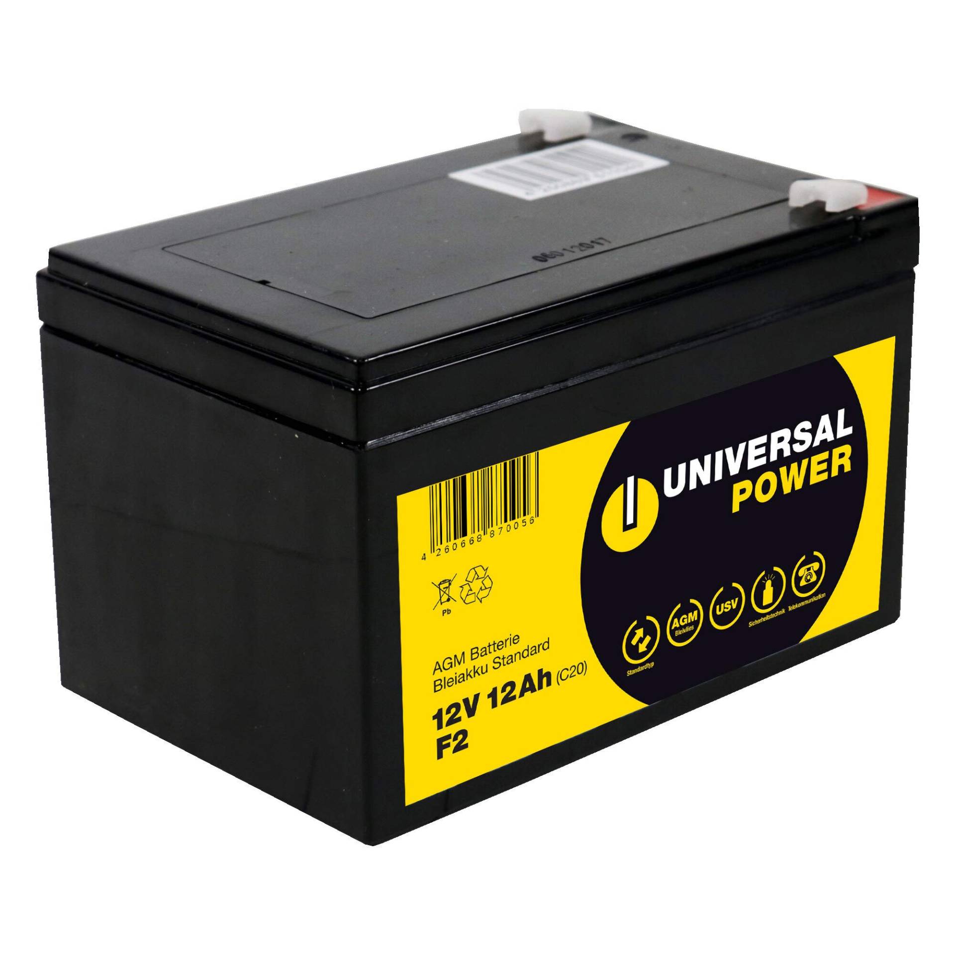 Universal Power AGM UPC12-12 12V 15Ah (C20) AGM Batterie zyklenfest wartungsfrei von Universal Power