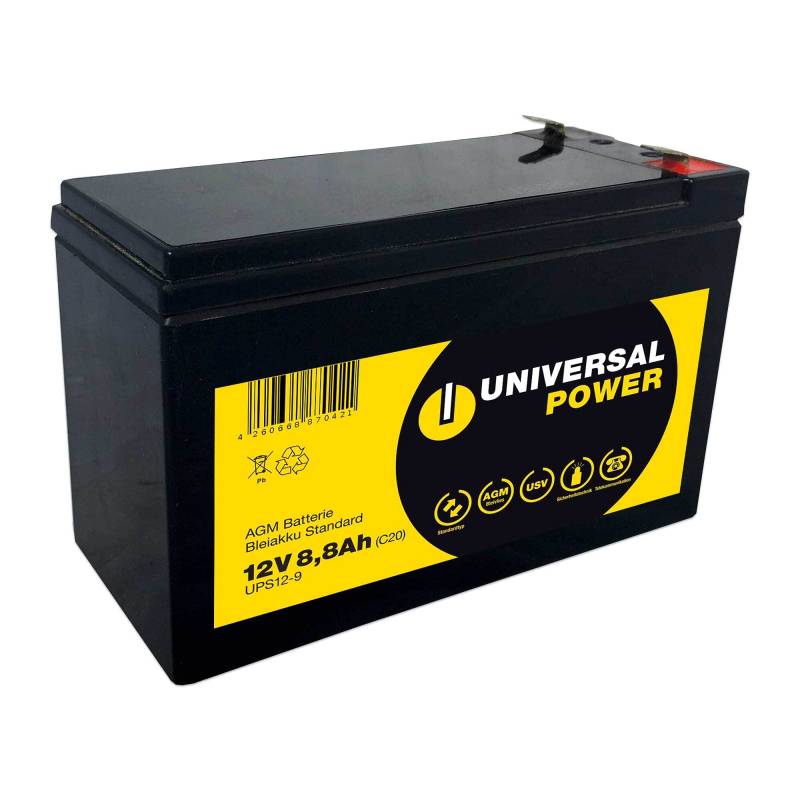 Universal Power AGM UPS12-9 12V 8,8Ah AGM Batterie USV Akku wartungsfrei von Universal Power