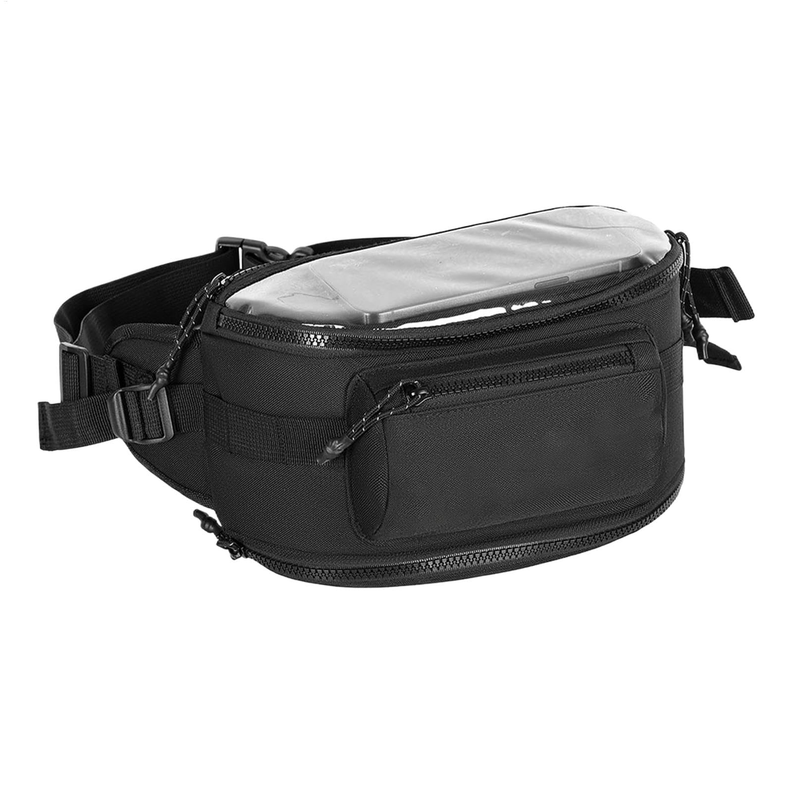 Uonguon Motorrad-Lenkertasche, multifunktionale Navigationstasche, Oxford-Stoff, Reißverschluss-Organizer, transparente Fenstertasche für Handy, wasserdicht, schwarz, Outdoor-Reiten von Uonguon