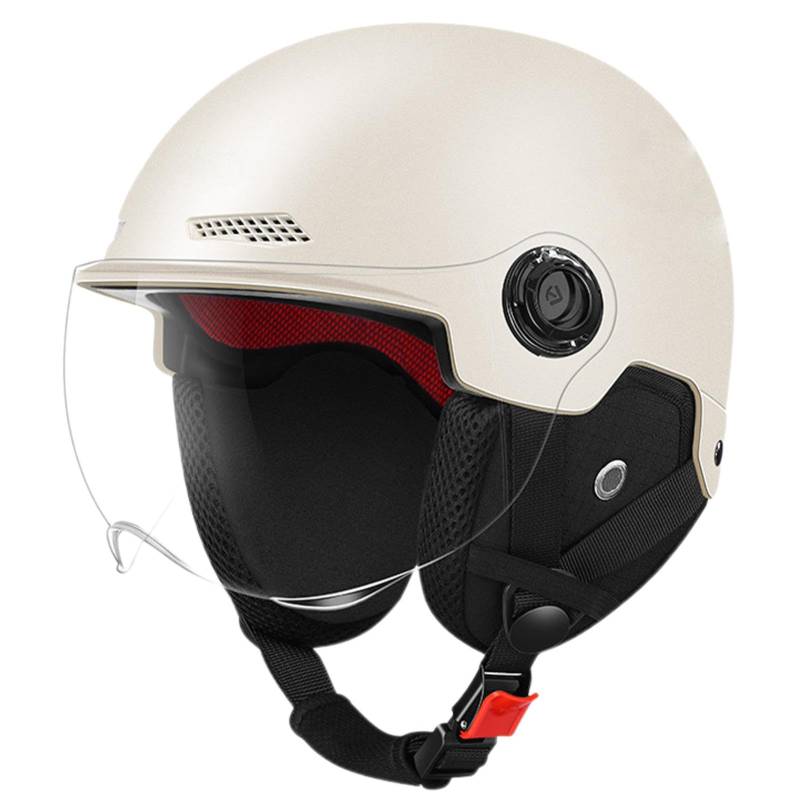 Fahrradhelme, Retro Helm Motorrad Motorradhelm,Skaterhelm Motorradhelm Für Herren Und Frauen,Motorradhelm Brain Cap Einziehbaren InnengläSern,Abnehmbares Waschbares Futter von Uoqpty